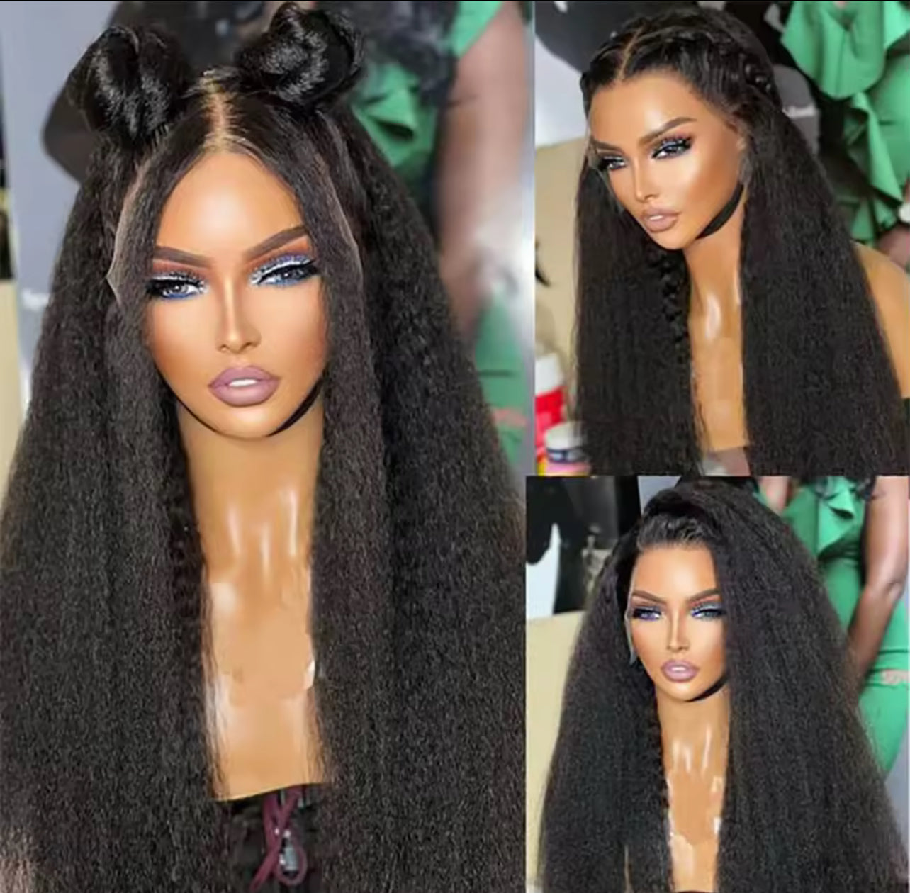 Kinky straight humain hair Yaki wigs
