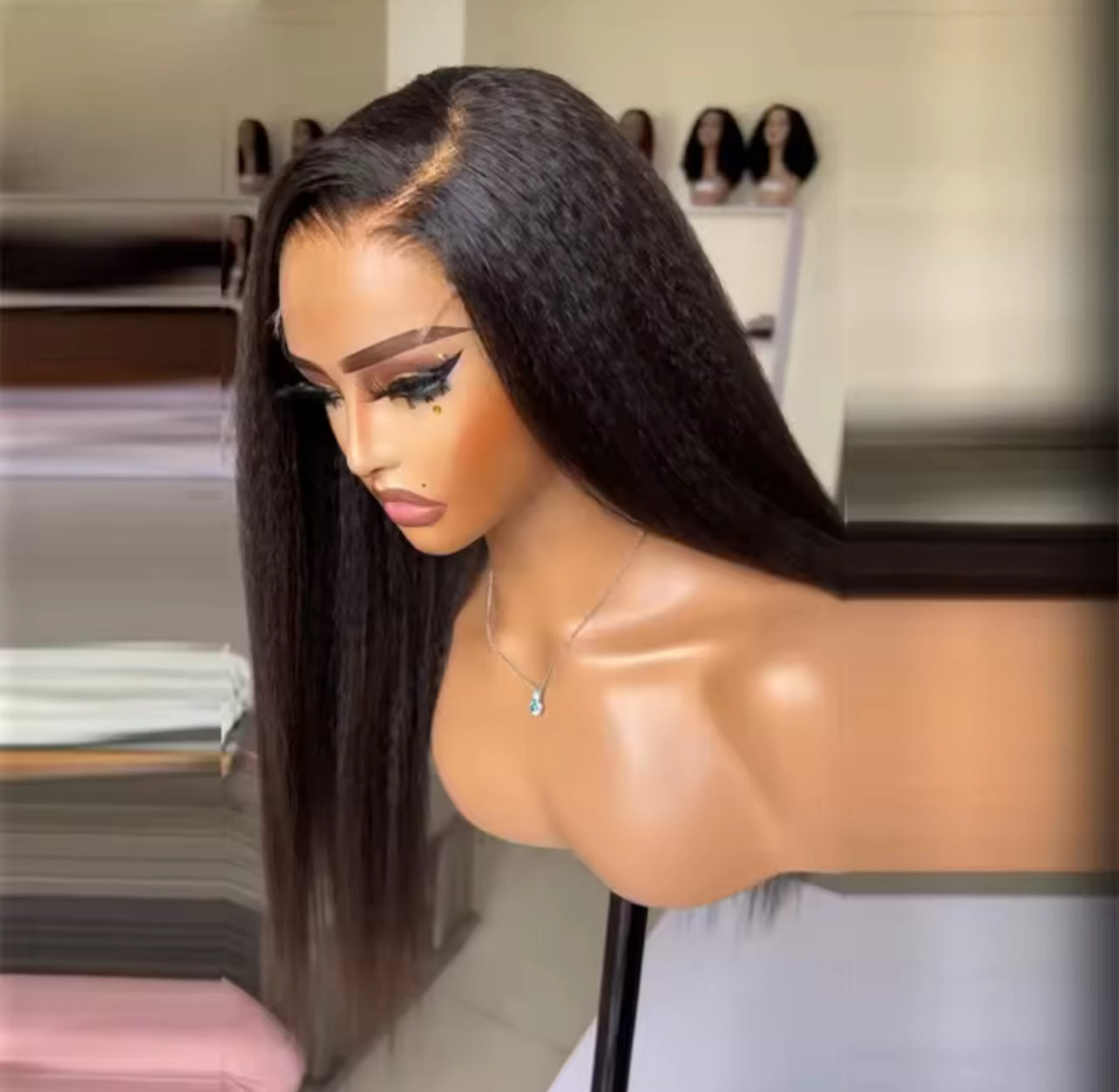 Kinky straight humain hair Yaki wigs