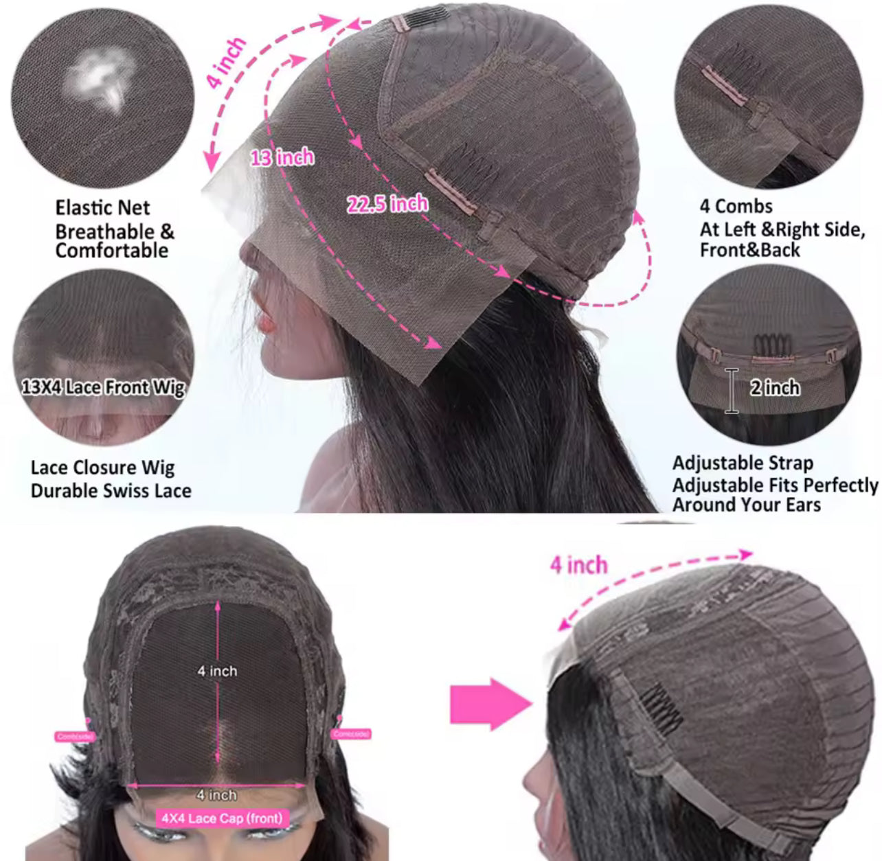 Kinky straight humain hair Yaki wigs